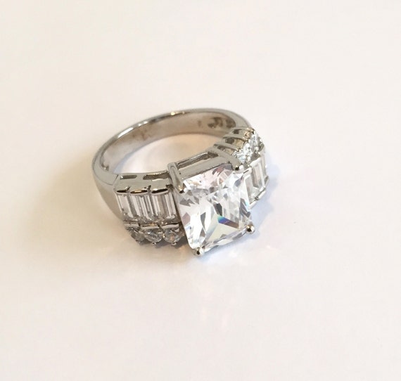 Vintage Sterling Silver Multi Stone Baguette Ring