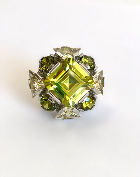 Sterling Silver Step Cut Emerald Cut Peridot & Ci… - image 3