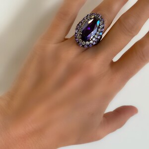 NOVICA Handmade Amethyst Cocktail Ring - .925 Sterling Silver, 4 Stones, From Bali - View #4