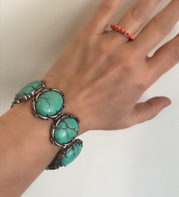 Sterling Silver Coral Stackable Ring Thin Band  R… - image 2