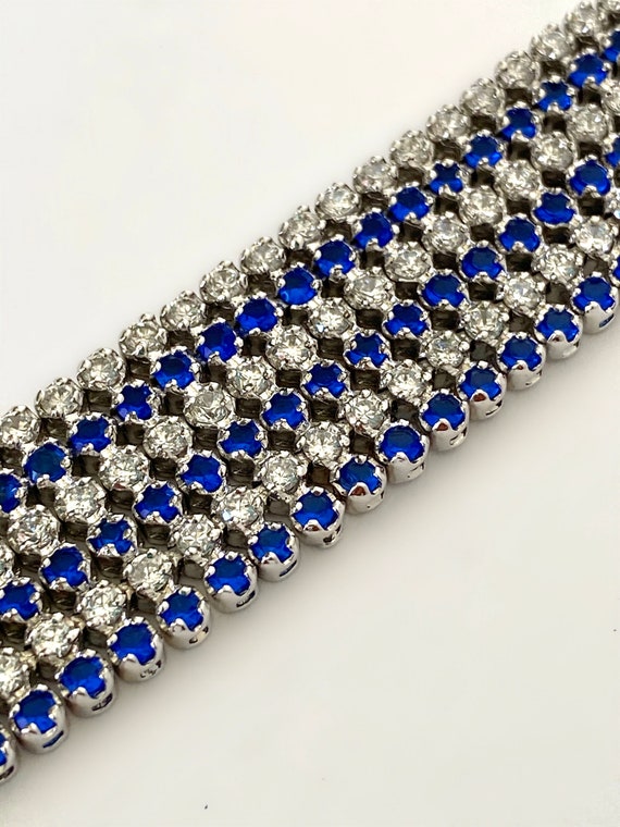 Blue Sapphire Diamond Estate Bracelet Blue Stone … - image 4