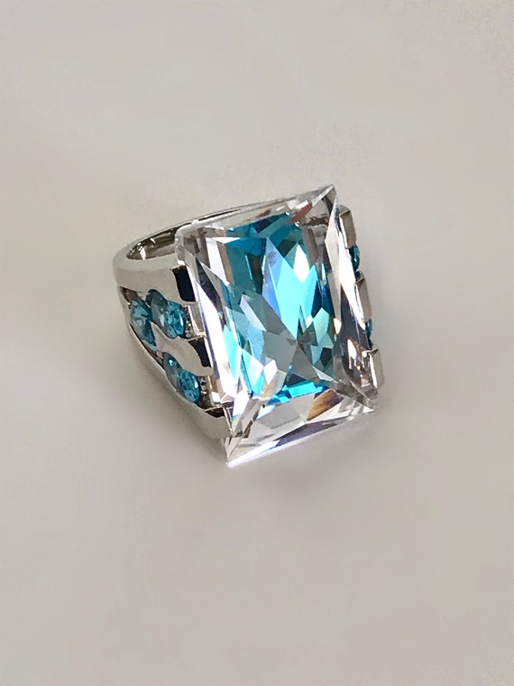 Silver Aquamarine Multi Stone Ring Blue Stone Esta