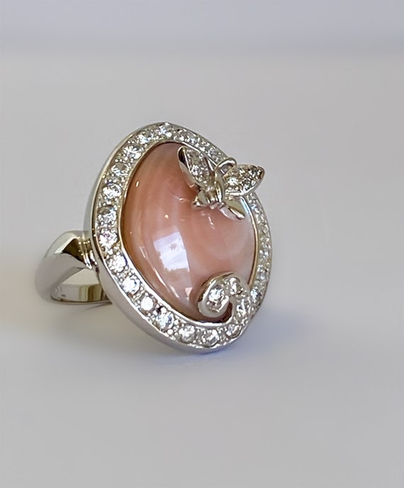 Sterling Silver Pink Stone Butterfly Ring Multi St