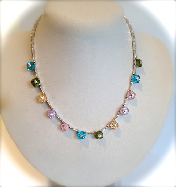 Multi Color Multi Stone Necklace Estate Necklace B