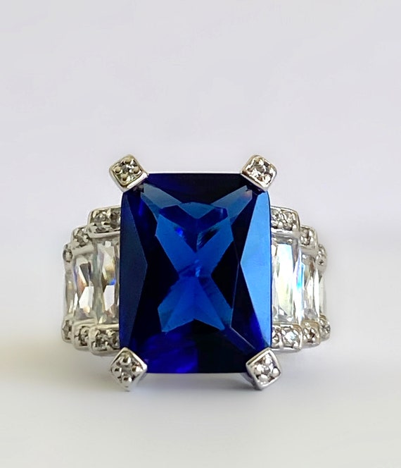 Blue Sapphire Diamond Estate Bracelet Blue Stone … - image 6