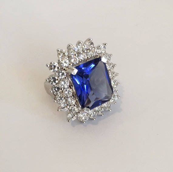 Blue Sapphire Diamond Estate Bracelet Blue Stone … - image 7