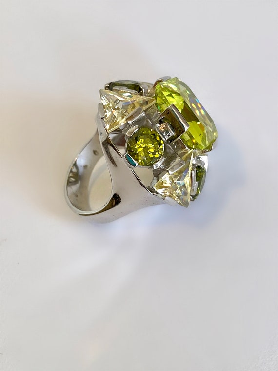 Sterling Silver Step Cut Emerald Cut Peridot & Ci… - image 5