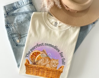 Comfortabele kleuren purperfecte remedies voor herfst kattenshirt, knus herfst kattenshirt, herfst kitty sweater, schattige kattenliefhebber herfsttop