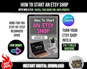 How To Start An Etsy Shop Guide, Etsy Store Set Up Beginners Guide, PLR MRR Resell Rights, New Etsy Store, Etsy Shop Success Handbook