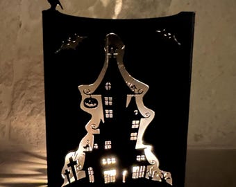 Porta-velas de metal para Halloween e decoração gótica para casa