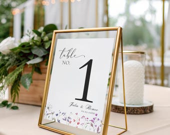 Wildflowers Wedding Table Numbers - Elegant Wedding Decor - Floral Reception Decor Centerpiece - Personalized Table Card, WE3
