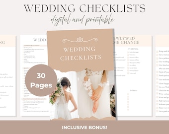 Wedding Checklist Printable: Wedding Planning Checklist | Bridal To Do List | Digital Planner for Couples Getting Married, Instant download