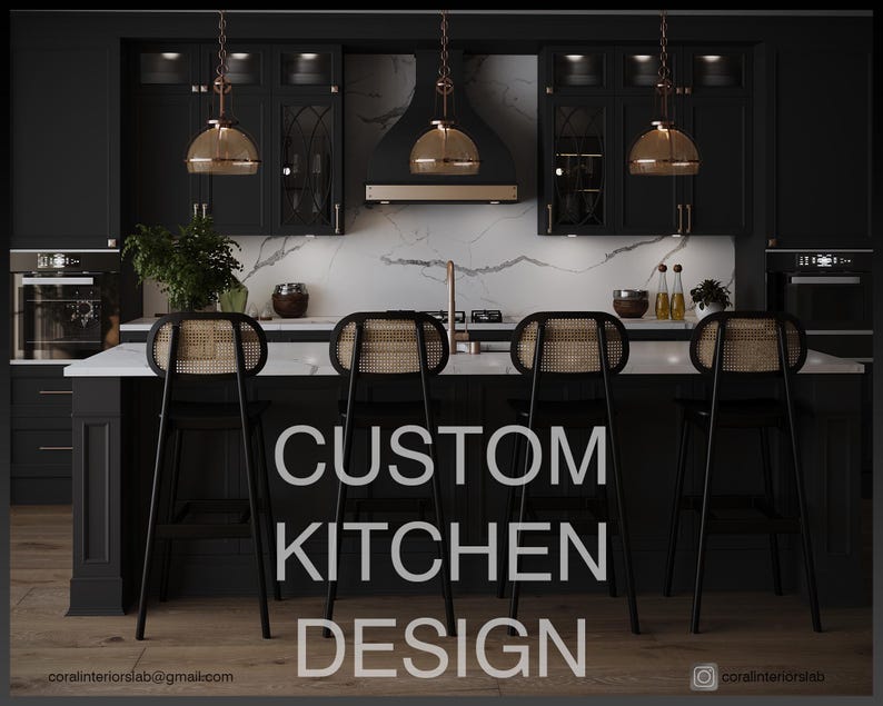 Custom Kitchen Interior Design, 3D Rendering Service (digital) - Etsy