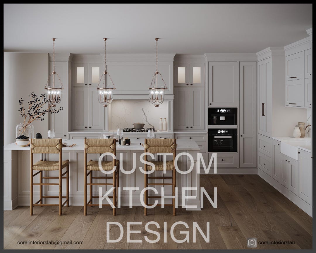 Custom Kitchen Interior Design, 3D Rendering Service (digital) - Etsy