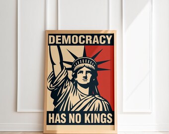 No Kings Anti-Trump Printable Poster – Patriotic Constitution Rally Sign – Political Wall Art Digital Download