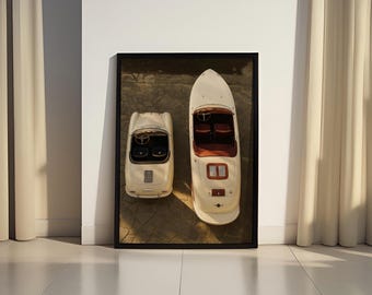 Old Money Aesthetic Print | Classic Car & Boat Art (Digital Download)