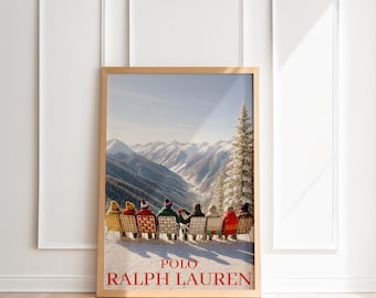 Vintage Wall Art Fashion Magazine Poster Retro Fashion Art Luxury Fashion Print Old Ralph Lauren Digital Wall Art Winter Ski Art Cabin Decor