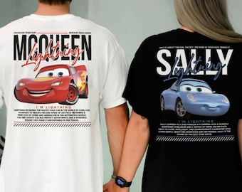 Vintage Cars Matching Shirt, Lightning Mcqueen and Sally Couple T-shirt, Limited McQueen T-Shirt Oversized Washed Tee