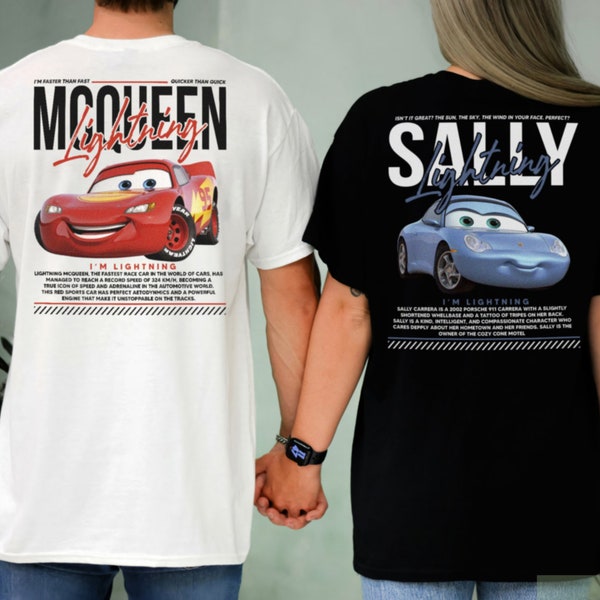 Vintage Cars Matching Shirt, Lightning Mcqueen and Sally Couple T-shirt, Limited McQueen T-Shirt Oversized Washed Tee