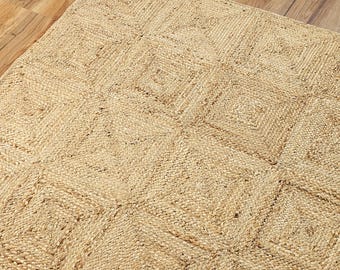 Natural Jute  Rug Braided Large  Area Rug Bohemian Jute Rug Natural Jute Rug Home Decor Rug Handwoven Rug Hallway Rug Custom Size Rug