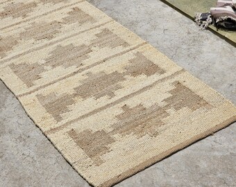 Handwoven Hemp Jute Runner Rug: Bohemian Natural Fiber Area Rug Decorative Entryway Stair Hallway