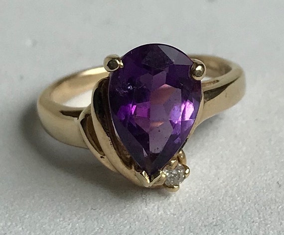 14 K Yellow Gold Amethyst Ring-Size 4 - image 7