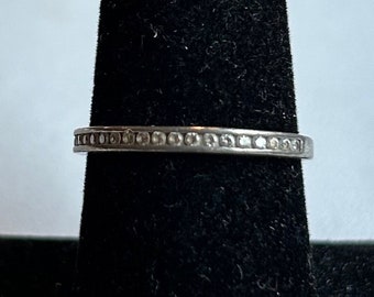 Vintage Sterling Silver Rhinestone Ring-Size 8