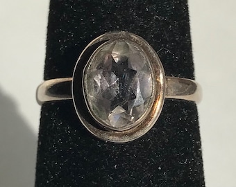 Sterling Silver Clear Stone Ring-Size 7