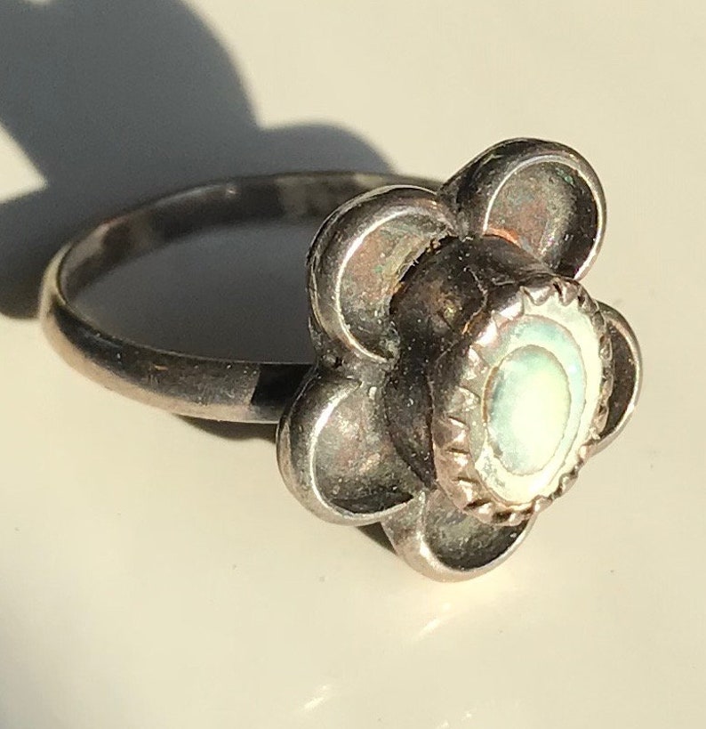 Sterling Silver Abalone Ring-Size 6 12