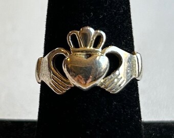 Sterling Silver Irish Claddagh Man's Ring-Size 8