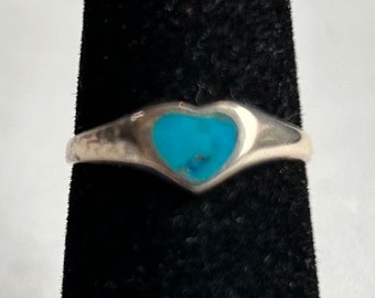 Sterling Silver Blue Heart Ring-Size 7