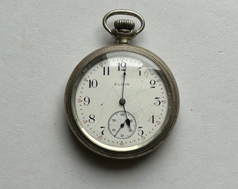 Vintage Silver Elgin Pocket Watch-As Is
