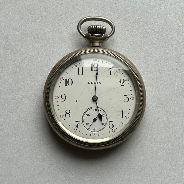 Vintage Silver Elgin Pocket Watch-As Is