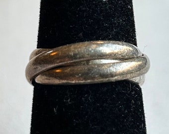 Vintage Sterling Silver Three Band Ring