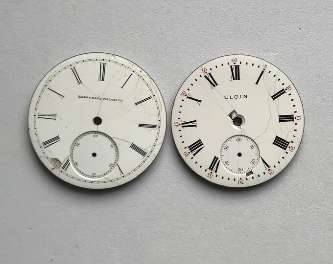 Two Vintage Elgin Porcelain Pocket Watch Dials Etsy