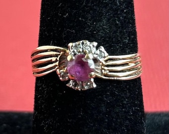 10K Solid Yellow Gold Multi Stone Ring-Size 7 1/2
