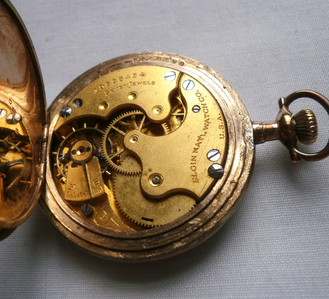 Vintage Gold Elgin Hunter Case Pocket Watch Etsy