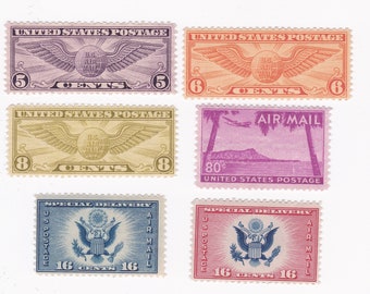 Mint Winged Globe And Diamond Head US Airmail Postage Stamps