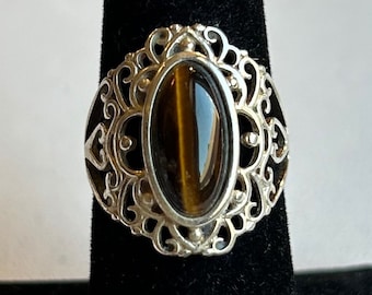 Sterling Silver Tiger's Eye Ring-Size 7