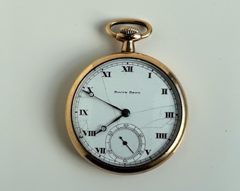 Vintage Gold Filled 17 Jewel South Bend Pocket Watch-Runs