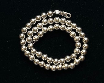 17 Inch Sterling Silver Beaded Chain Necklace, 22.2 Grams