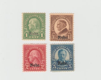 Four Unused 1929 Nebraska Overprints US Postage Stamps 669//674