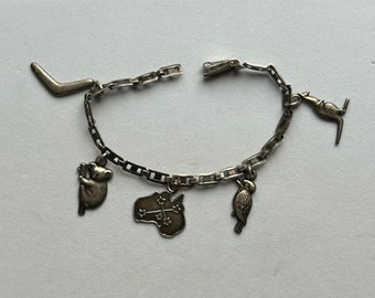 Sterling Silver Charm Bracelet With Five Australian Charms