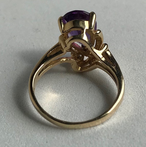 14 K Yellow Gold Amethyst Ring-Size 4 - image 6