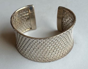 Sterling Silver Cuff Bracelet, 1.5 Inches Wide