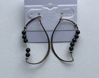 Sterling Silver Pierced Earrings With Black Beads