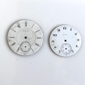 Two Vintage Elgin Porcelain Pocket Watch Dials