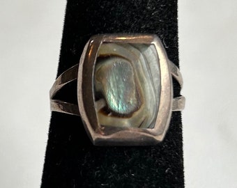 Sterling Silver Abalone Ring-Size 6