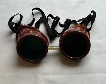Vintage Red?Brown And Marbled Black Plastic Googles/Glasses