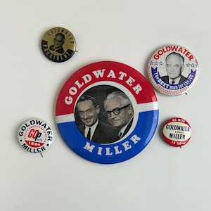 Five Vintage Barry Goldwater Presidential Campaign Buttons